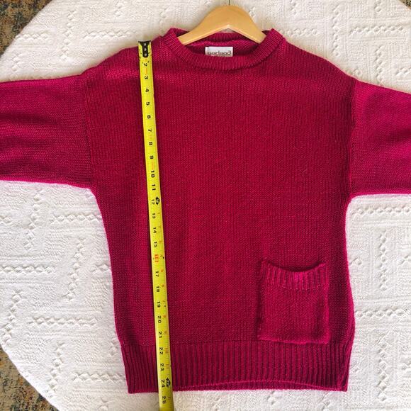 VTG Garland Knit Sweater L 70s 80s Raspberry Pink Boxy USA Made Minimalist - Picture 7 of 8